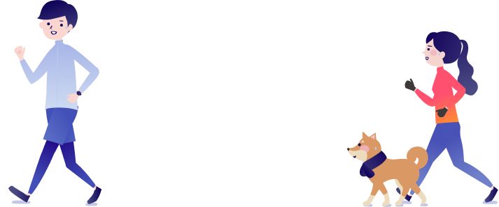 auウェルネスキャラクター冬のウォーキングイメージ